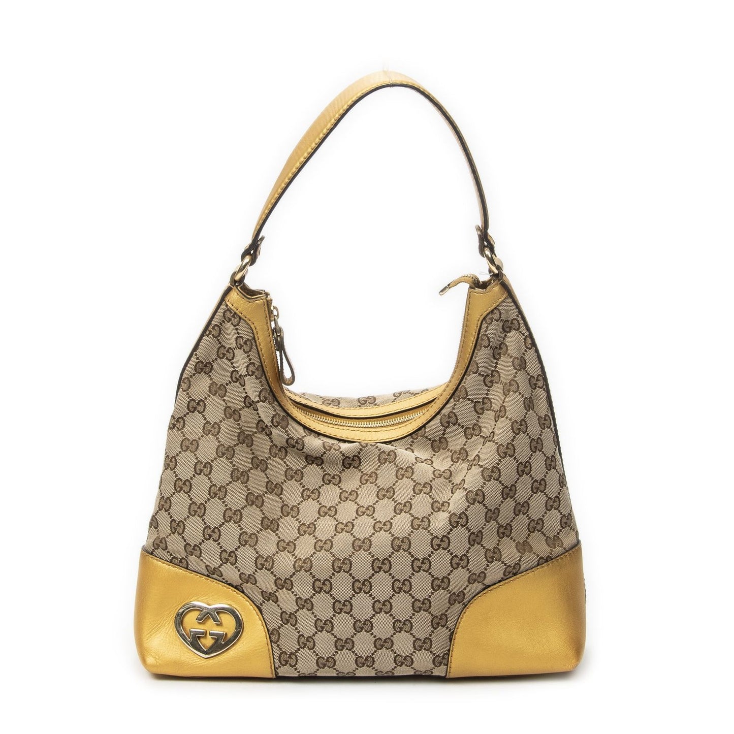 Gucci Brea Heart Hobo Yellow Beige GG Canvas