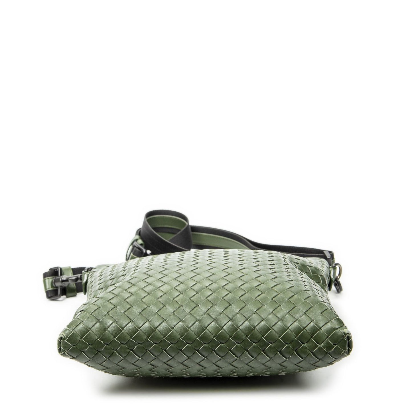 Bottega Veneta Flat Messenger Green Intrecciato Leather — view 6