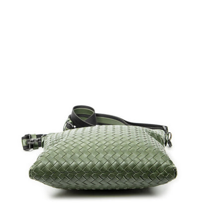 Bottega Veneta Flat Messenger Green Intrecciato Leather — view 6