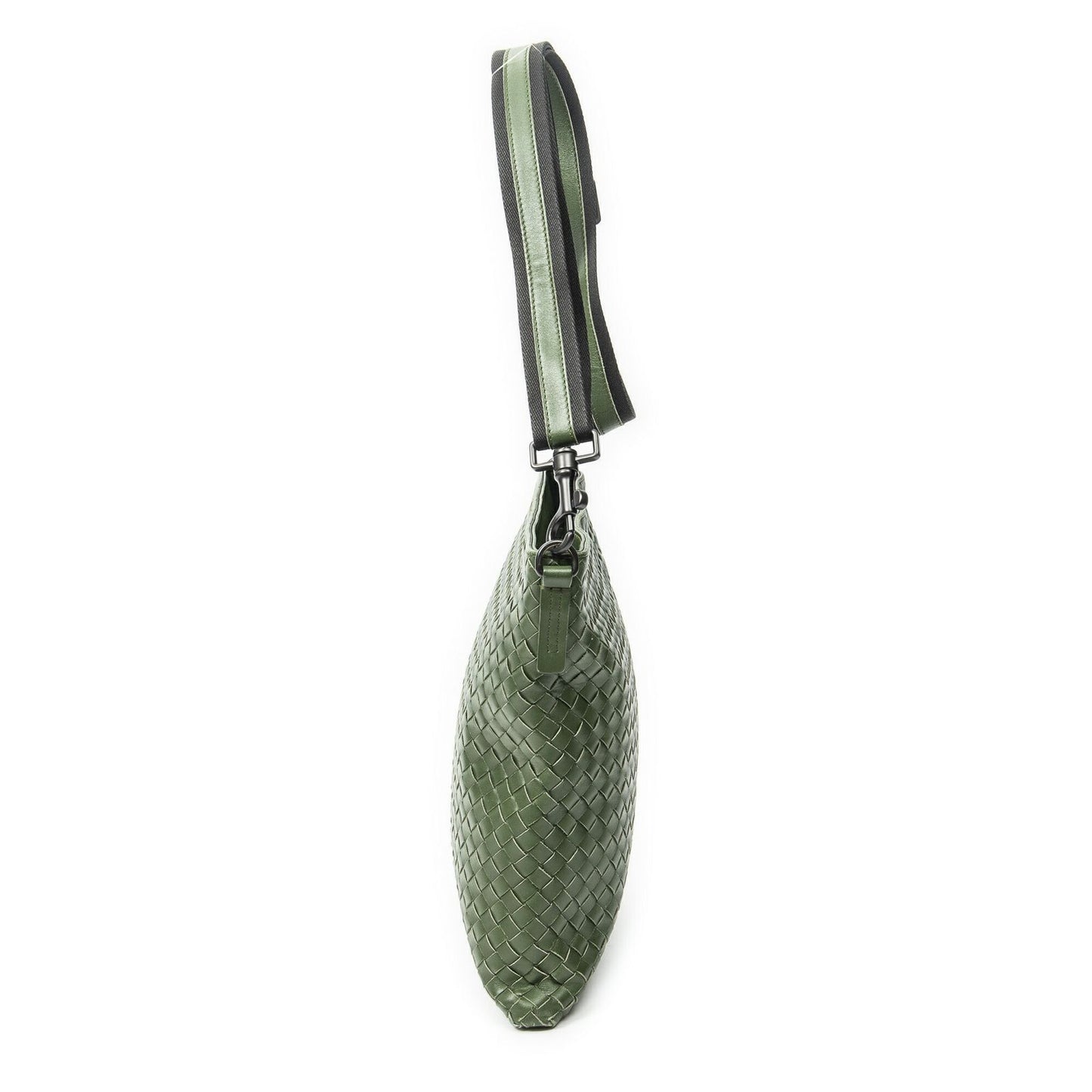 Bottega Veneta Flat Messenger Green Intrecciato Leather — view 3