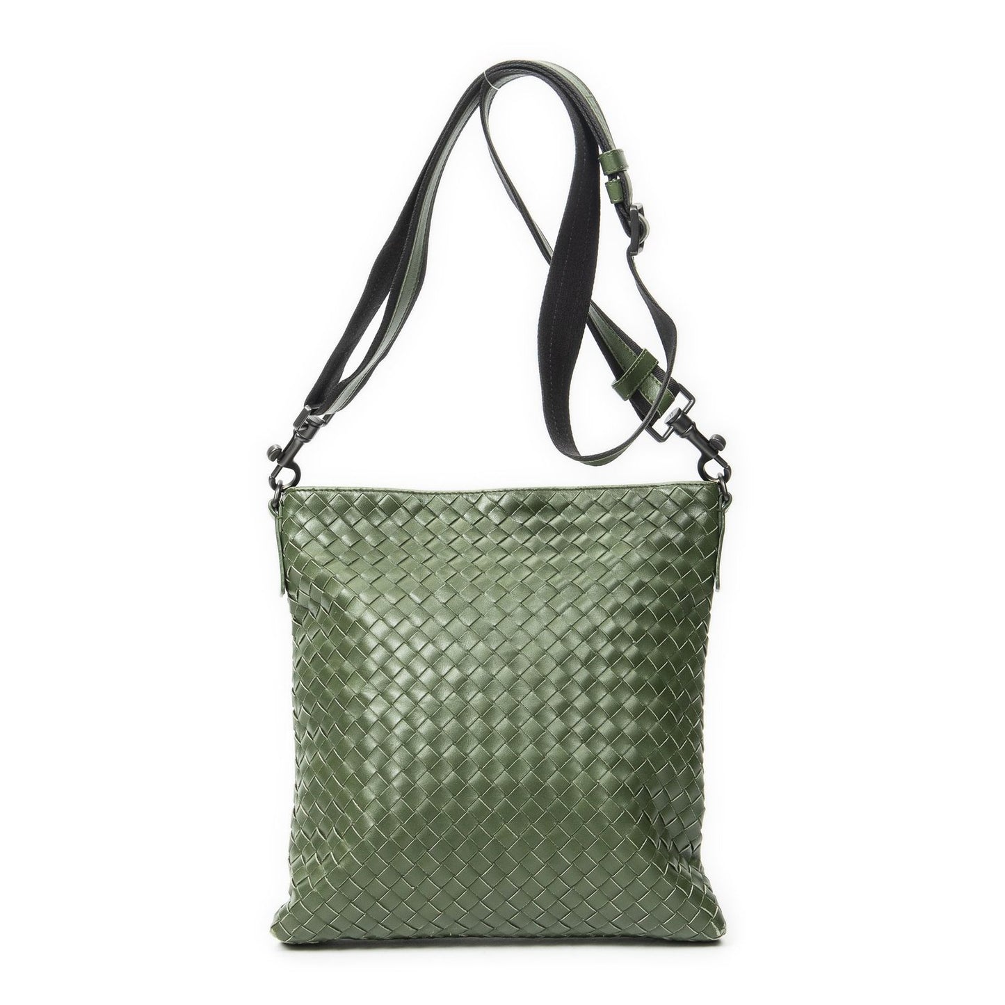 Bottega Veneta Flat Messenger Green Intrecciato Leather — view 5