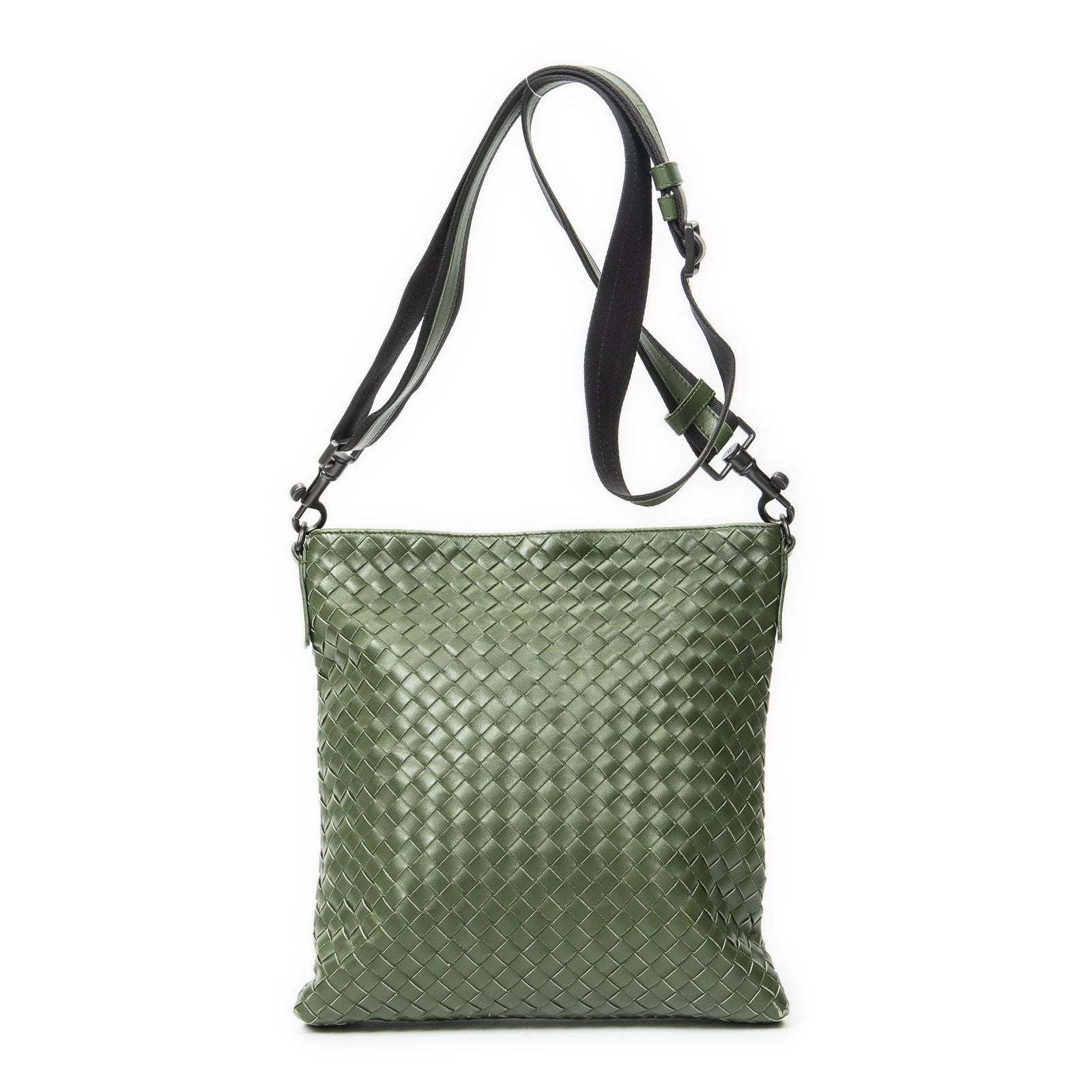 Bottega Veneta Flat Messenger Green Intrecciato Leather — view 5