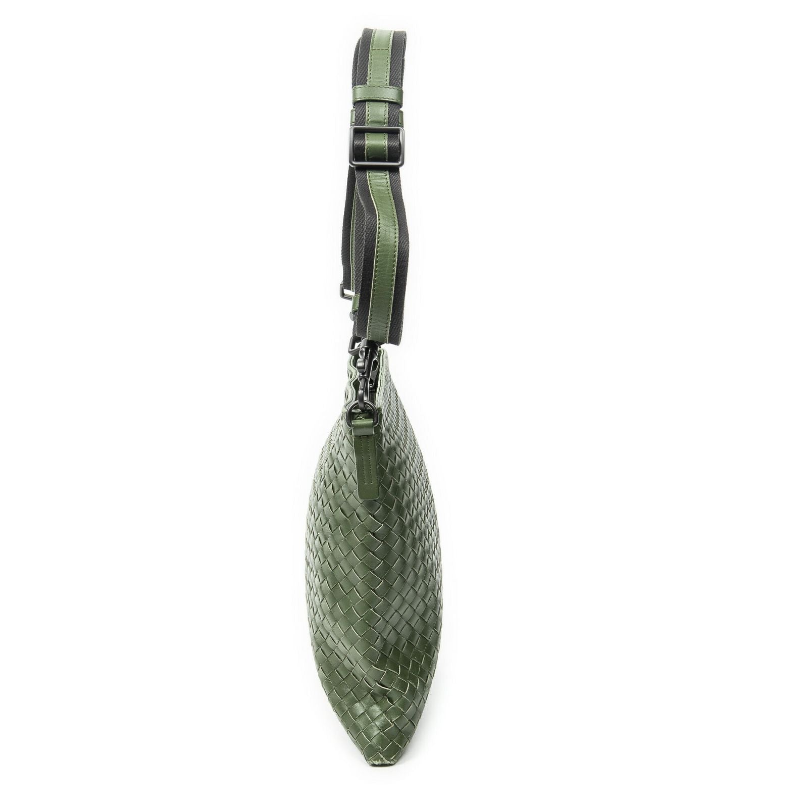 Bottega Veneta Flat Messenger Green Intrecciato Leather — view 4