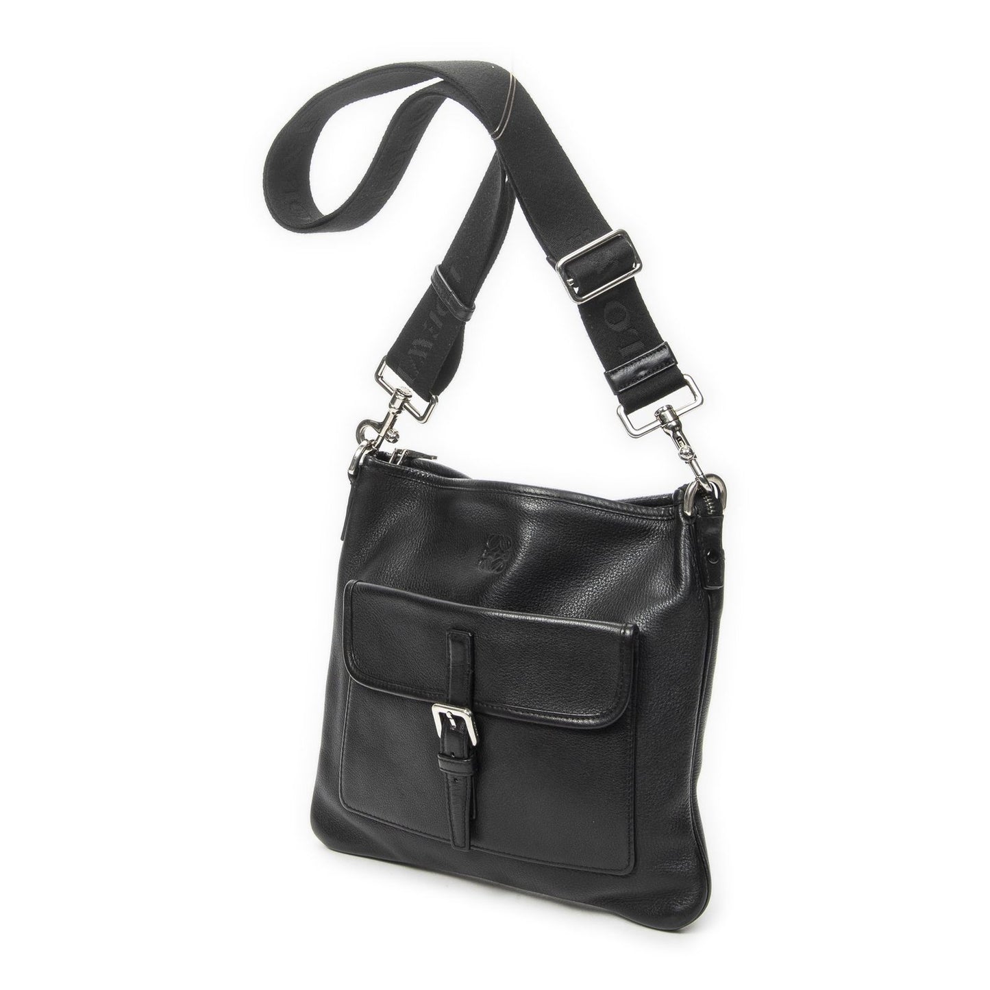 Loewe Anagram Front Pocket Messenger Black Gray Calfskin Leather — view 2