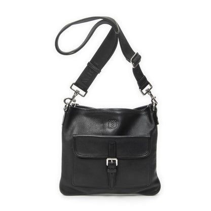 Loewe Anagram Front Pocket Messenger Black Gray Calfskin Leather