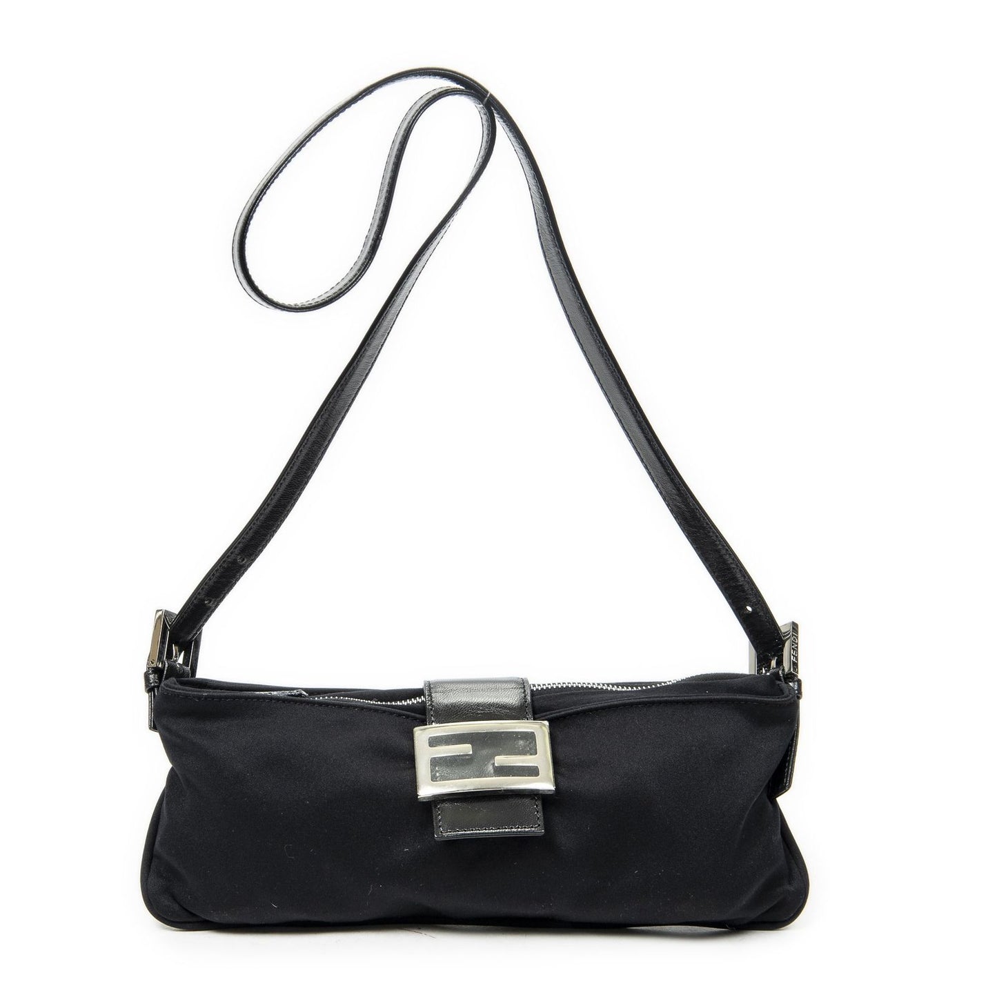 Fendi Rectangle Zip Pochette Black Jersey Canvas Pouch