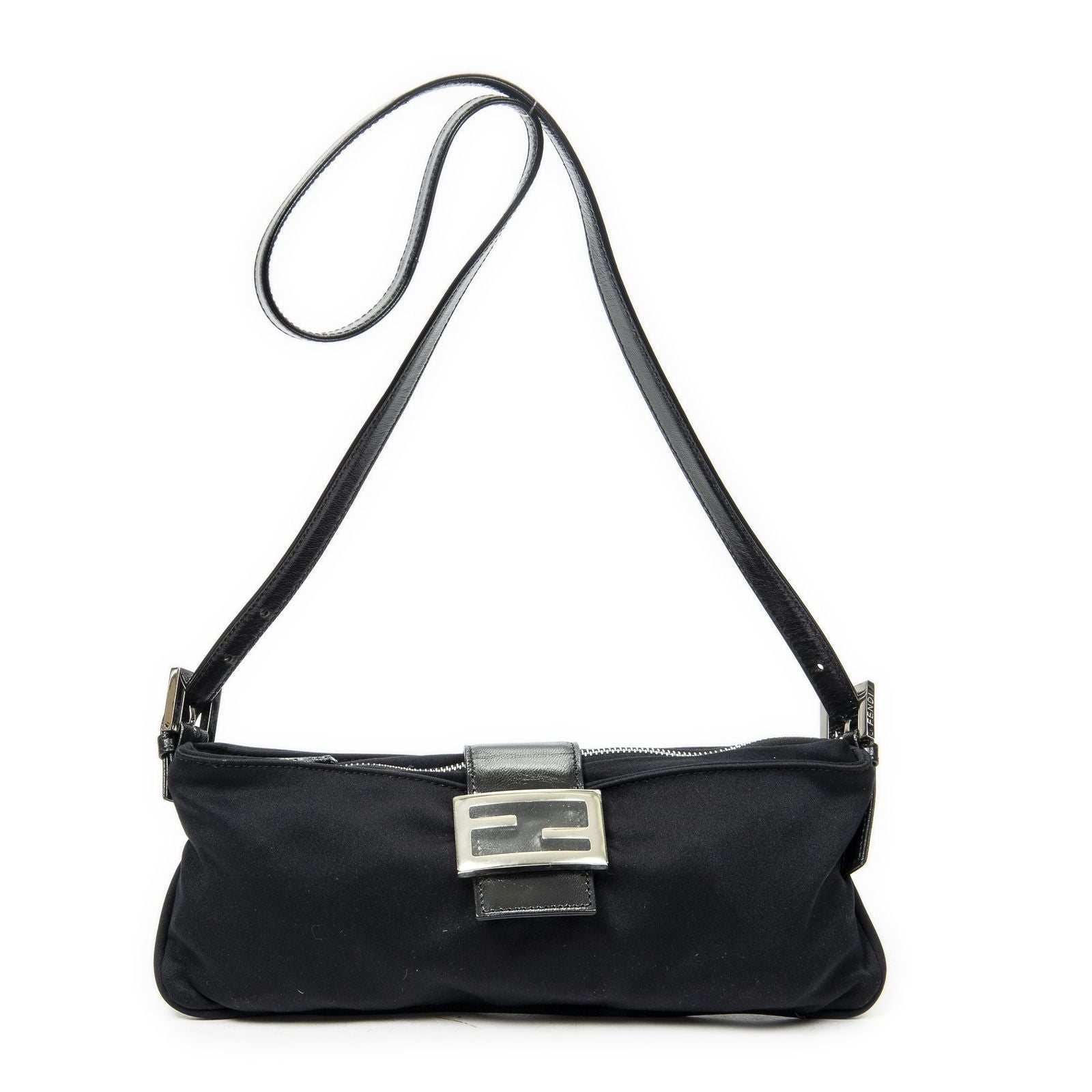 Fendi Rectangle Zip Pochette Black Jersey Canvas Pouch