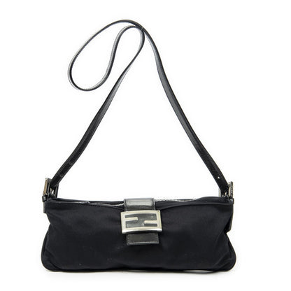 Fendi Rectangle Zip Pochette Black Jersey Canvas Pouch
