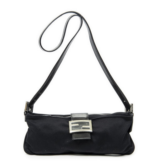 Fendi Rectangle Zip Pochette Black Jersey Canvas Pouch