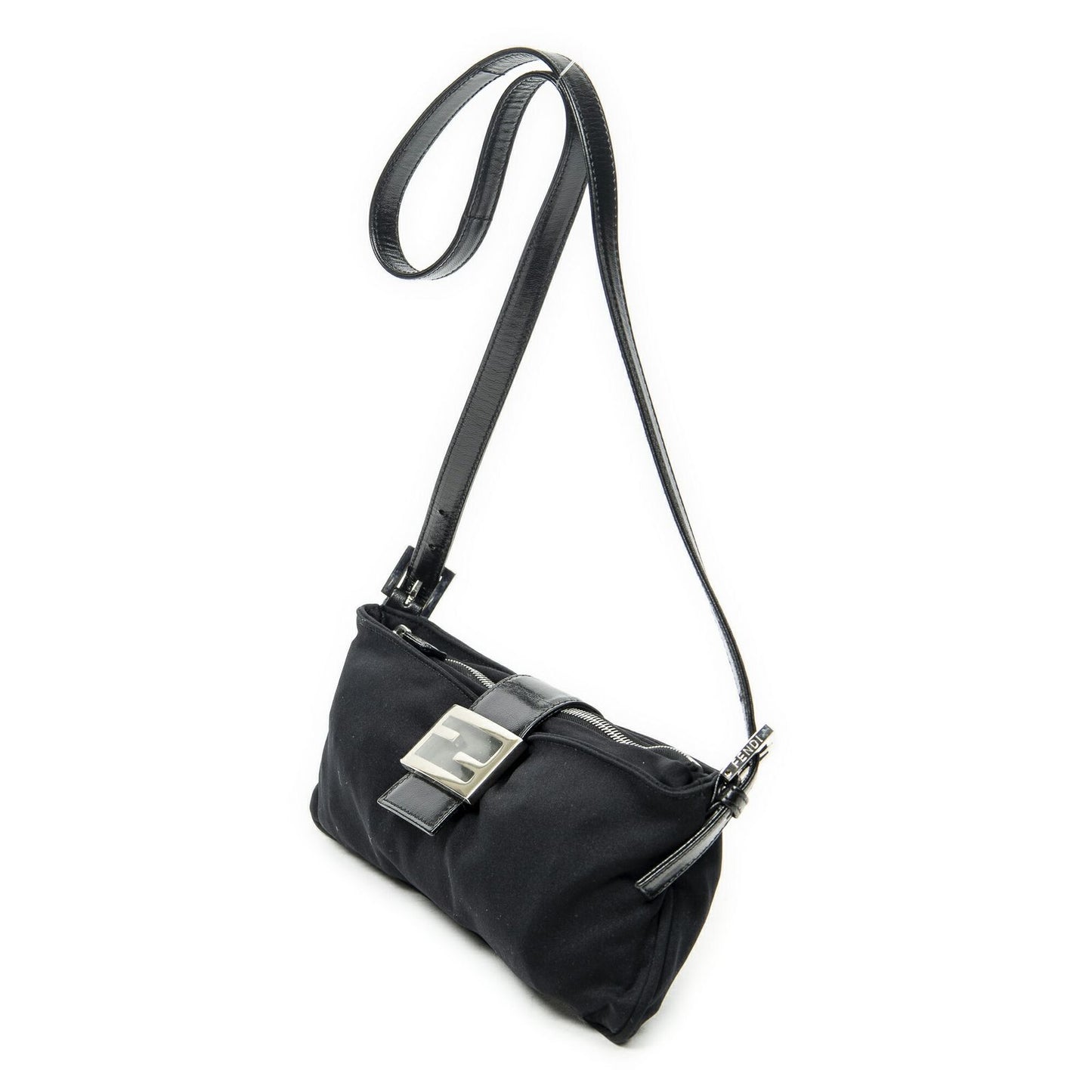 Fendi Rectangle Zip Pochette Black Jersey Canvas Pouch — view 2