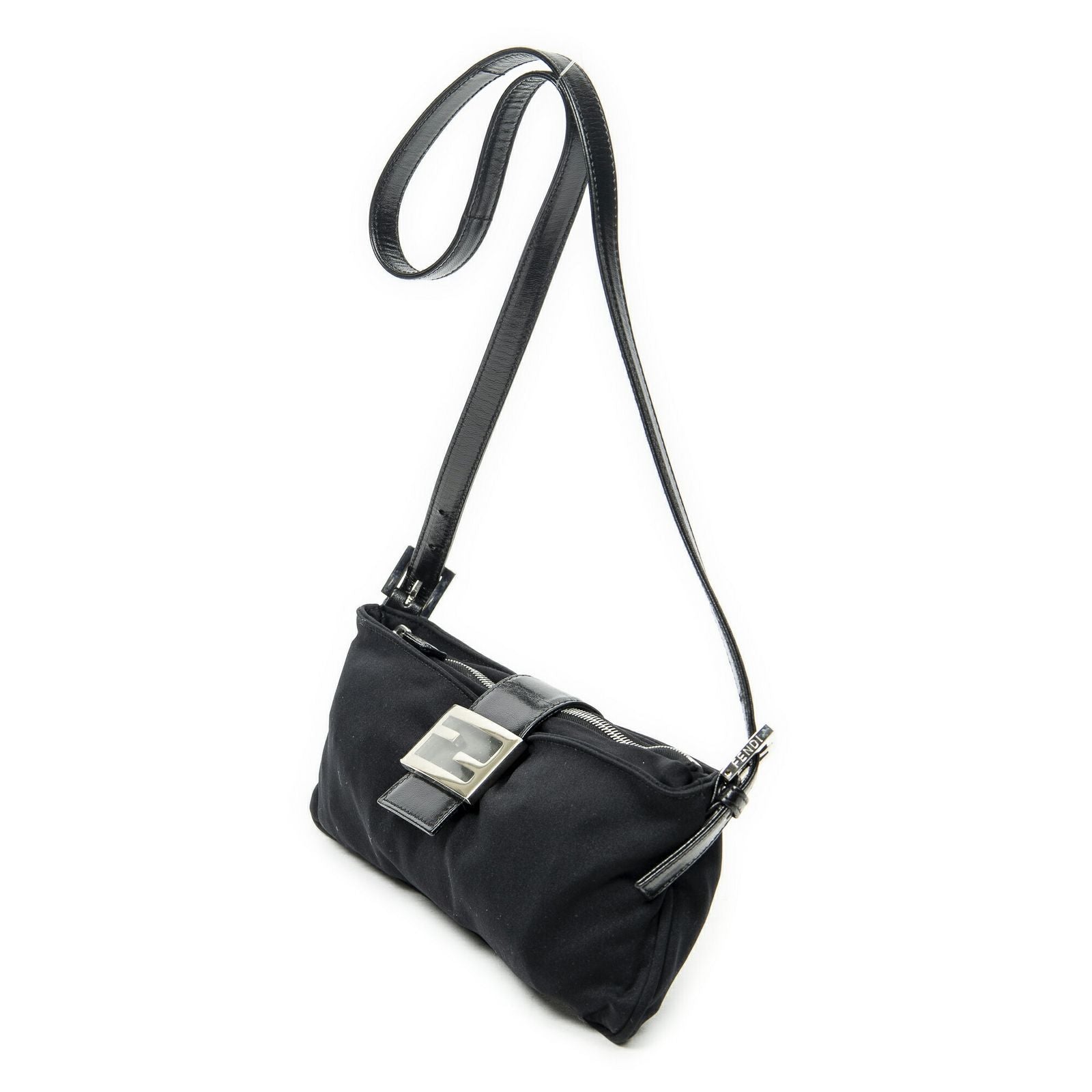 Fendi Rectangle Zip Pochette Black Jersey Canvas Pouch — view 2