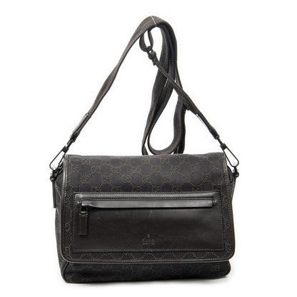 Gucci Front Pocket Flap Crossbody Dark Brown GG Denim Canvas