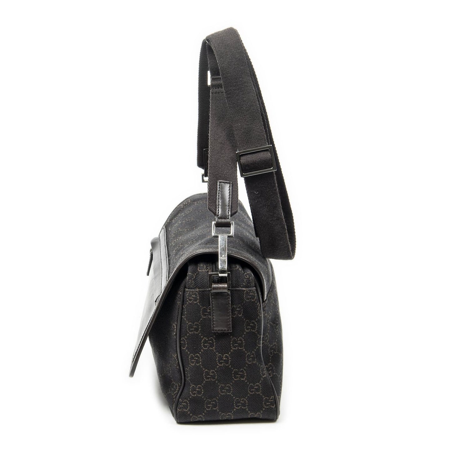 Gucci Front Pocket Flap Crossbody Dark Brown GG Denim Canvas — view 3