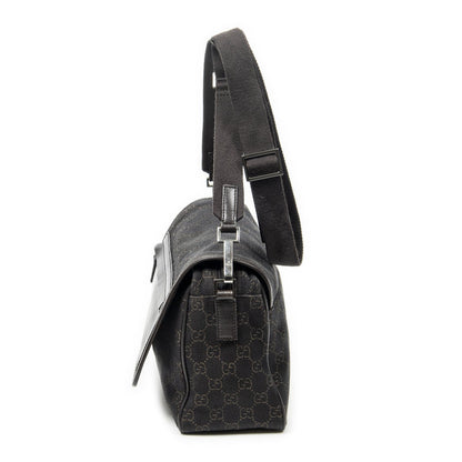 Gucci Front Pocket Flap Crossbody Dark Brown GG Denim Canvas — view 3