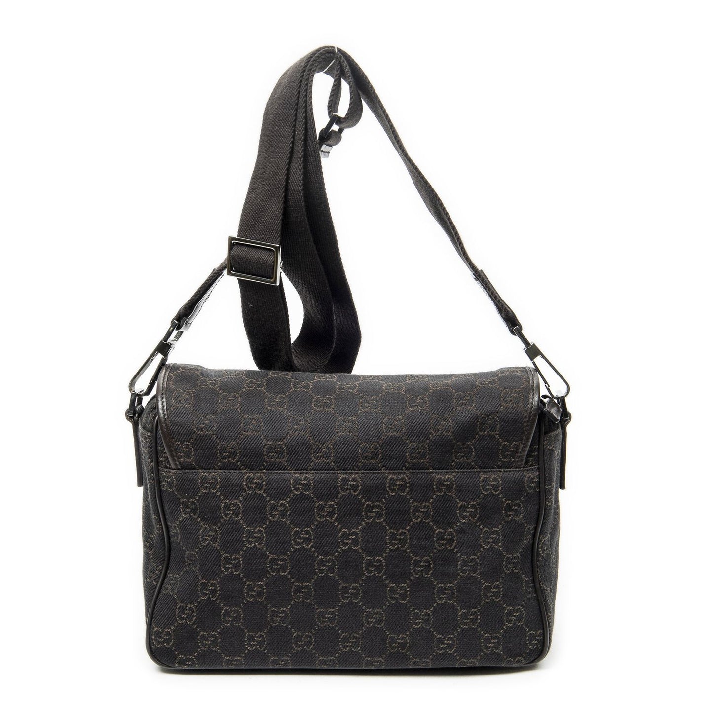 Gucci Front Pocket Flap Crossbody Dark Brown GG Denim Canvas — view 5