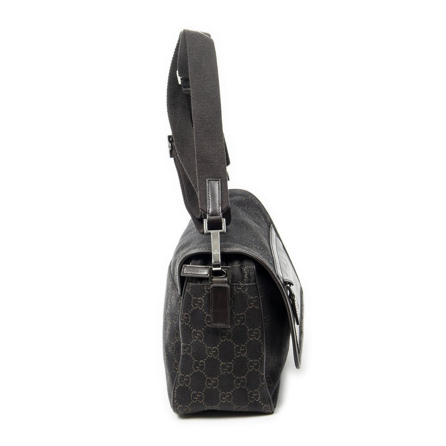 Gucci Front Pocket Flap Crossbody Dark Brown GG Denim Canvas — view 4