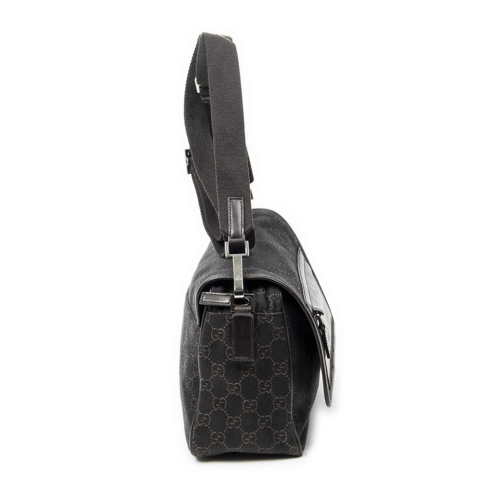 Gucci Front Pocket Flap Crossbody Dark Brown GG Denim Canvas — view 4