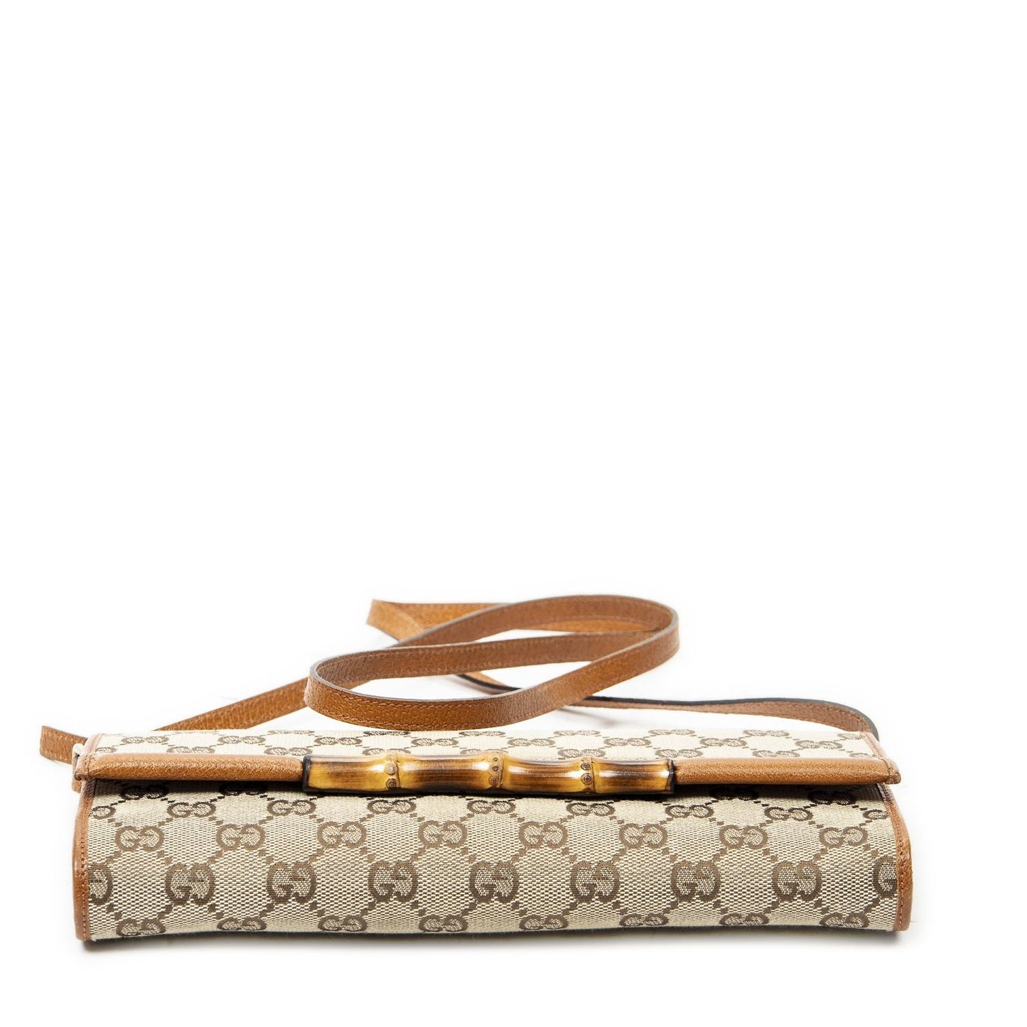 Gucci Bamboo Clutch Brown Beige GG Canvas — view 6