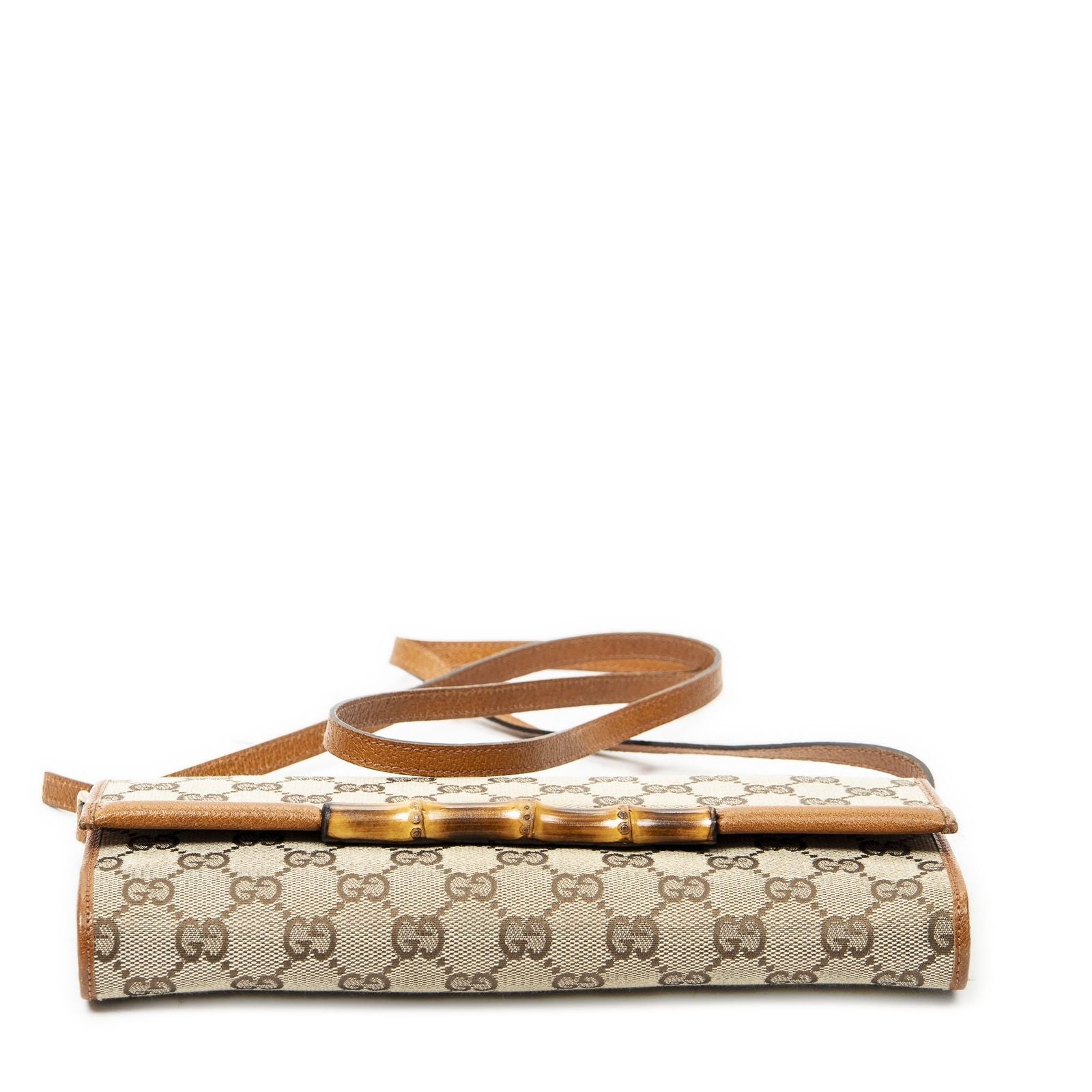 Gucci Bamboo Clutch Brown Beige GG Canvas — view 6