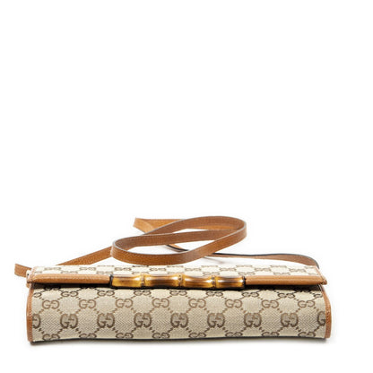 Gucci Bamboo Clutch Brown Beige GG Canvas — view 6