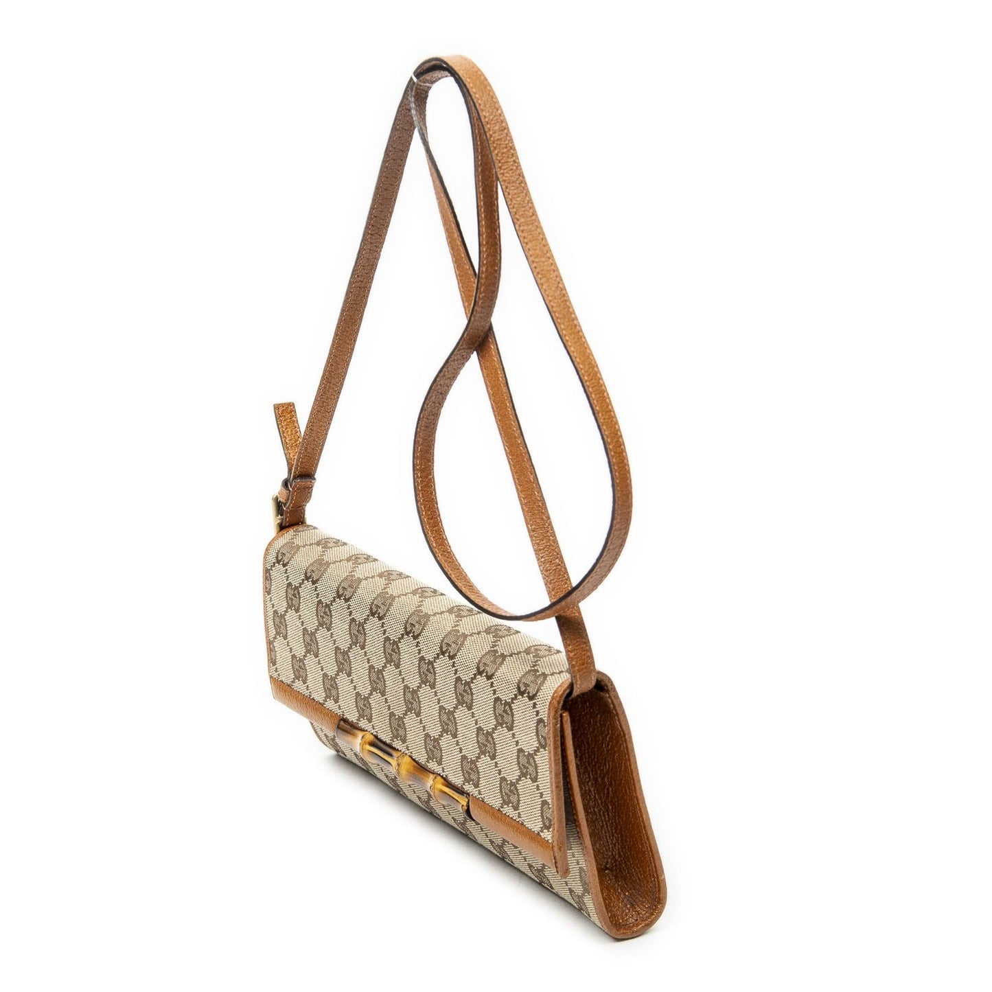 Gucci Bamboo Clutch Brown Beige GG Canvas — view 2