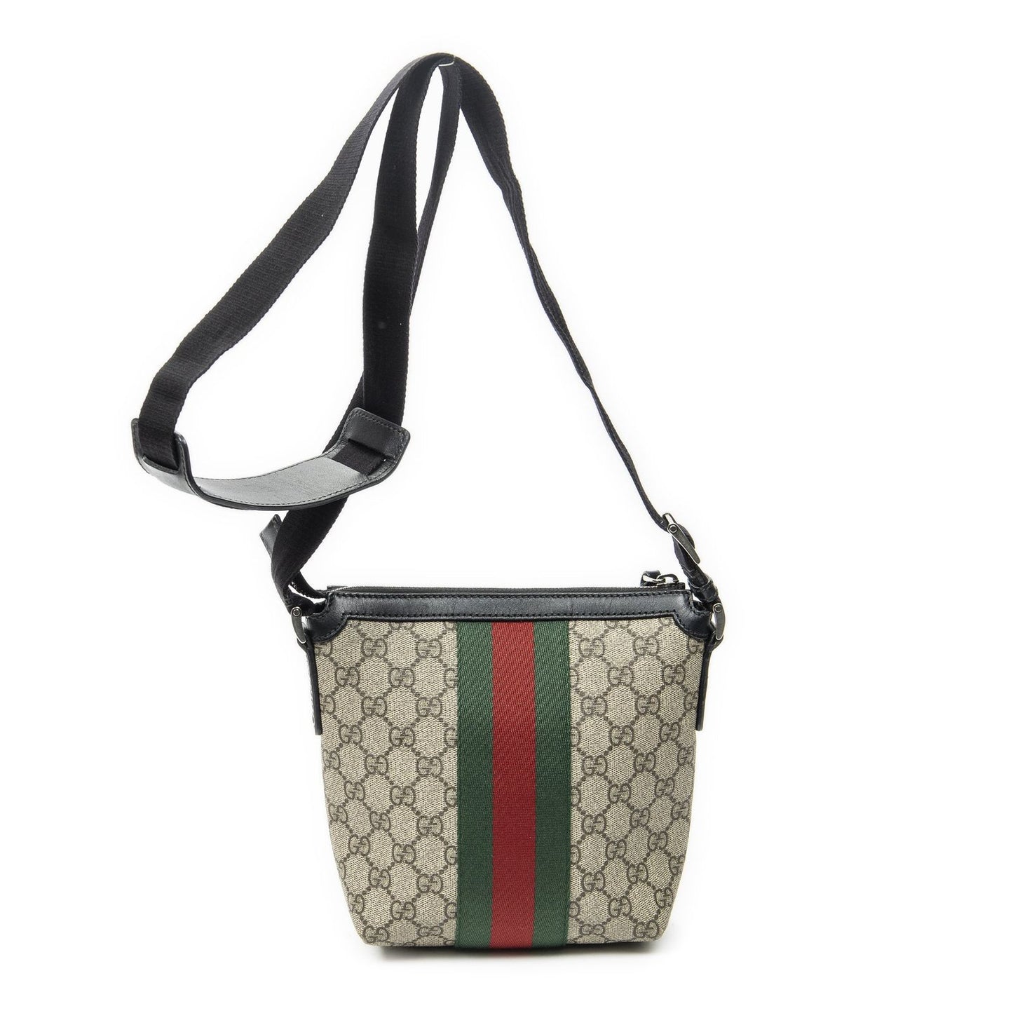 Gucci Small Web Square Messenger Black Beige Supreme Canvas — view 5