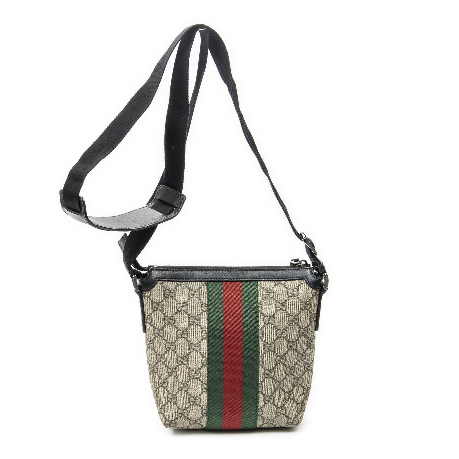 Gucci Small Web Square Messenger Black Beige Supreme Canvas — view 5