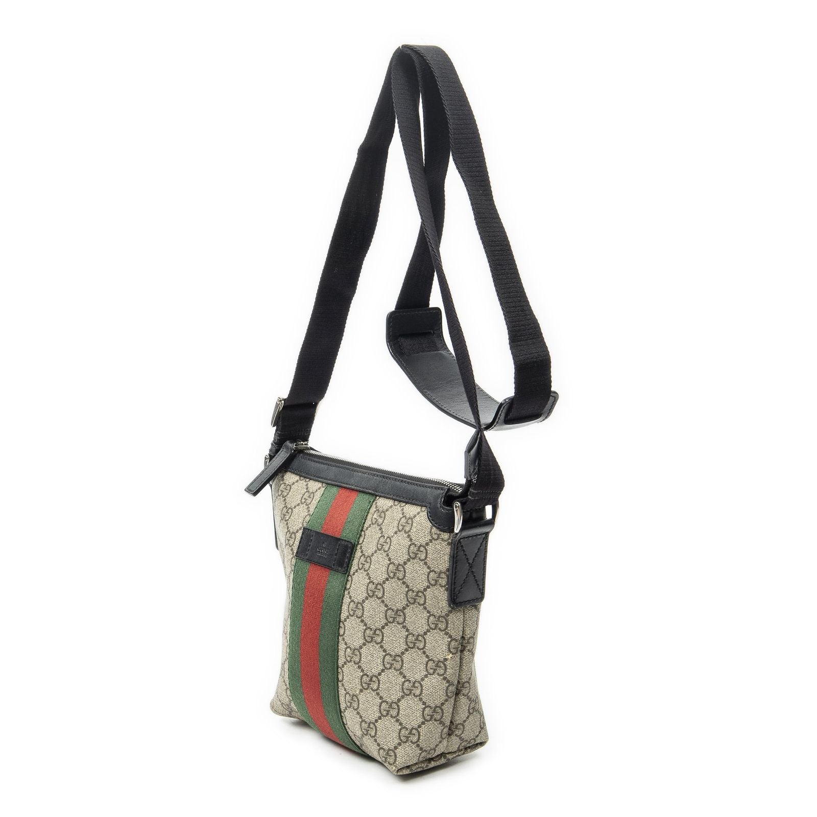Gucci Small Web Square Messenger Black Beige Supreme Canvas — view 2