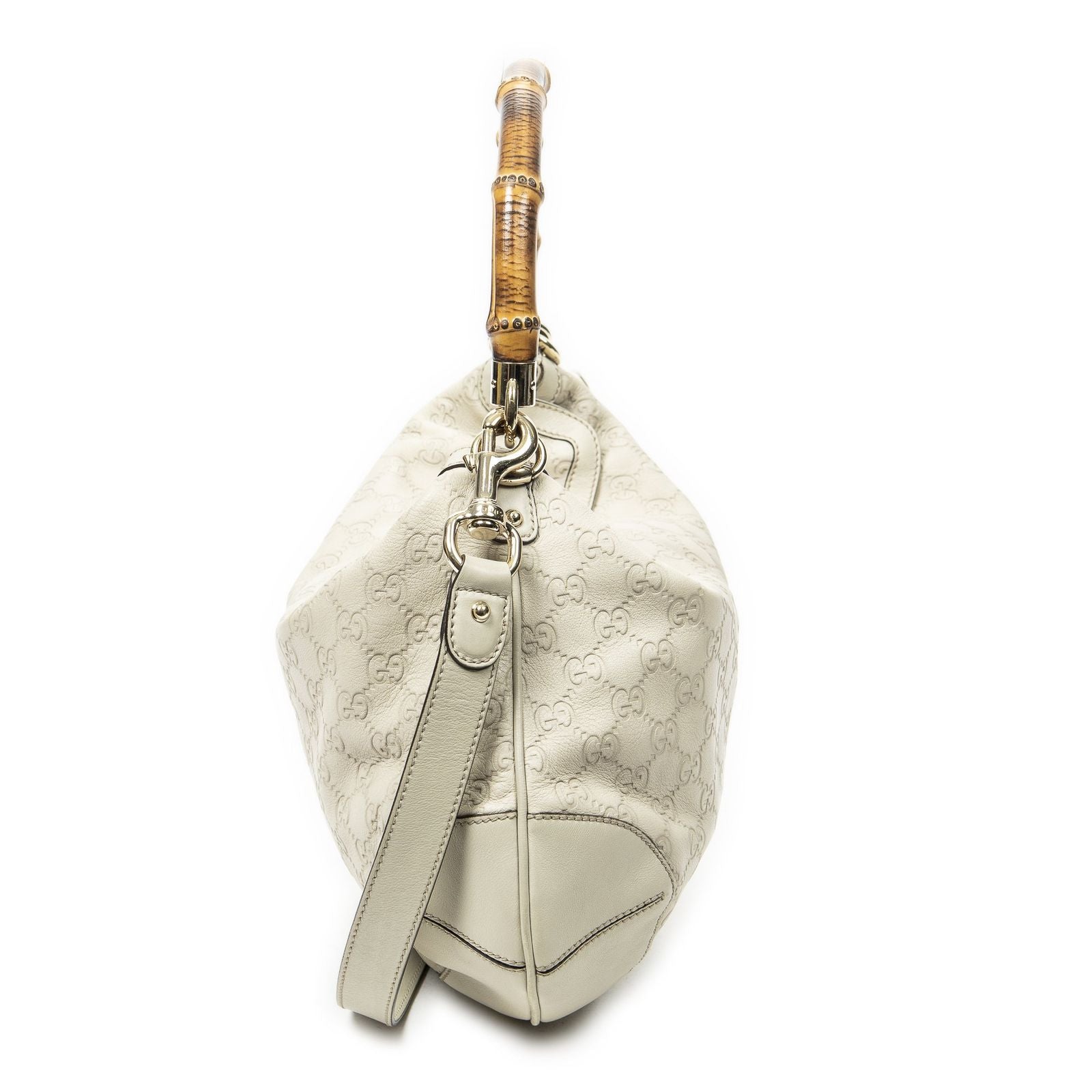 Gucci Pegi Bambu Handle Hobo Ivory Guccissima — view 4