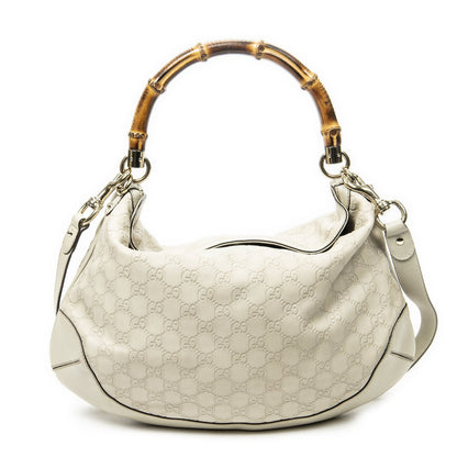 Gucci Pegi Bambu Handle Hobo Ivory Guccissima