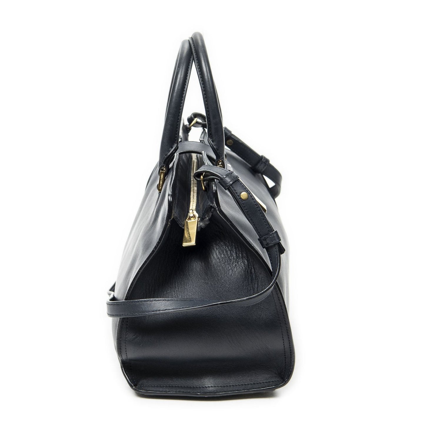 Saint Laurent Small Classic Cabas Navy Calfskin Leather Messenger — view 4