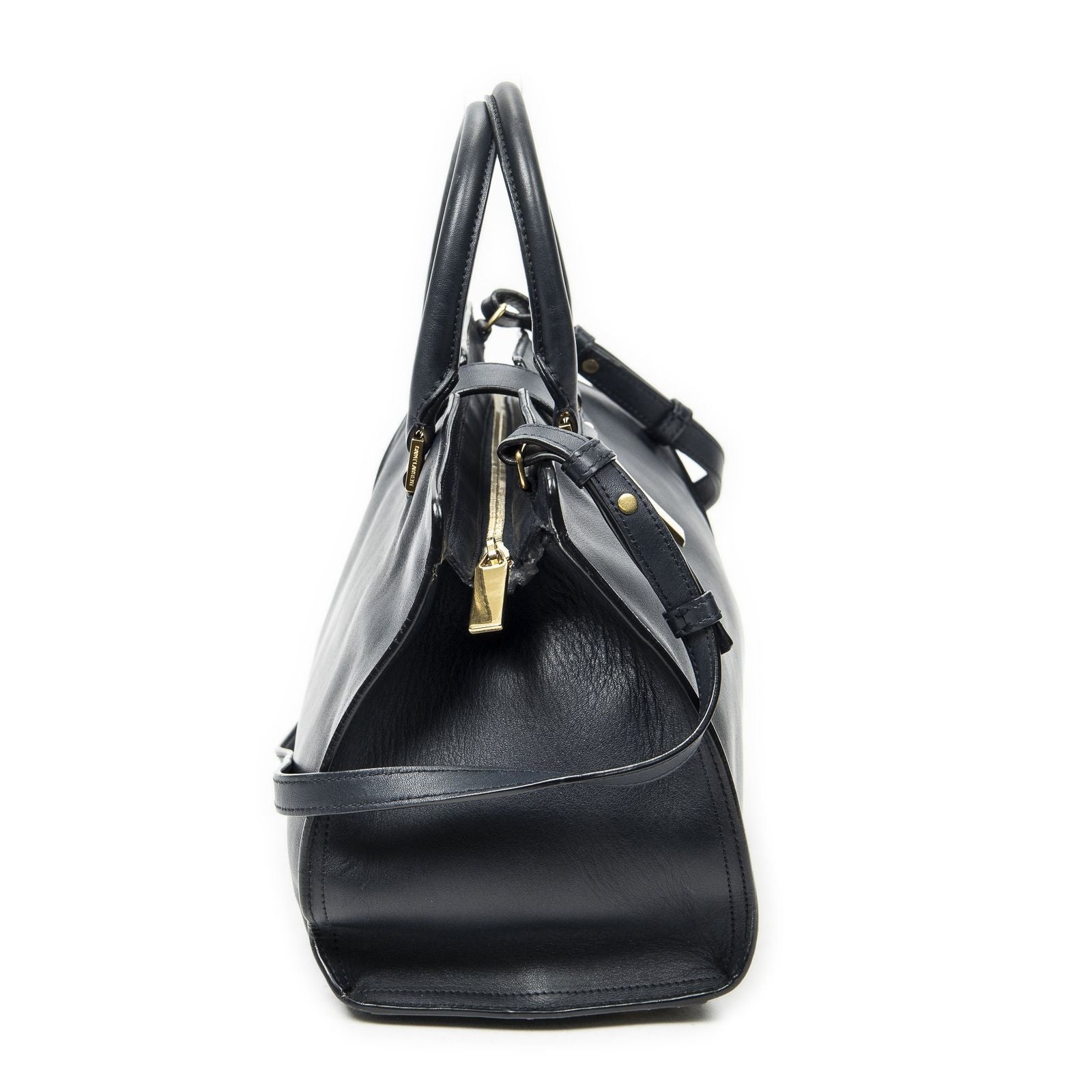 Saint Laurent Small Classic Cabas Navy Calfskin Leather Messenger — view 4