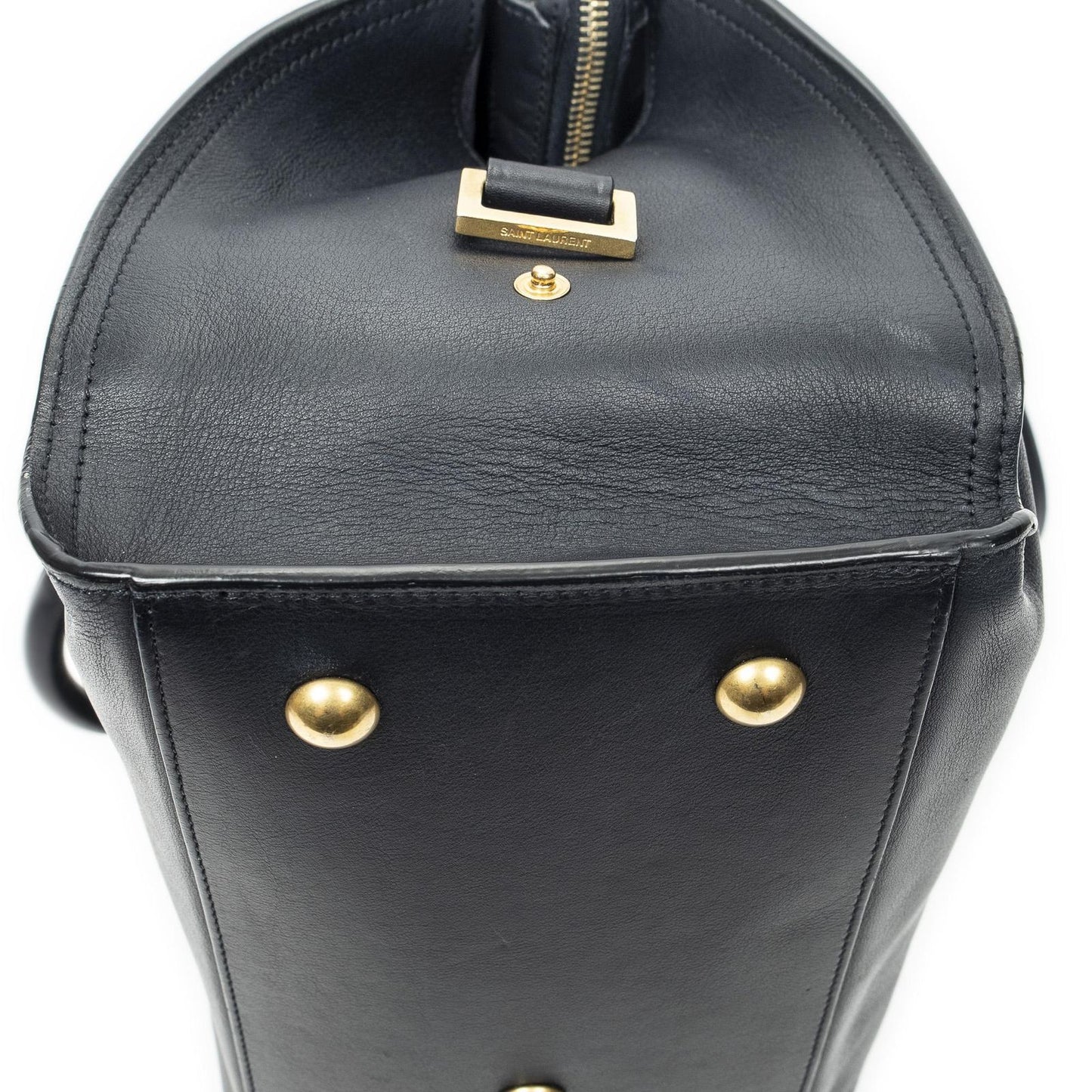 Saint Laurent Small Classic Cabas Navy Calfskin Leather Messenger — view 8