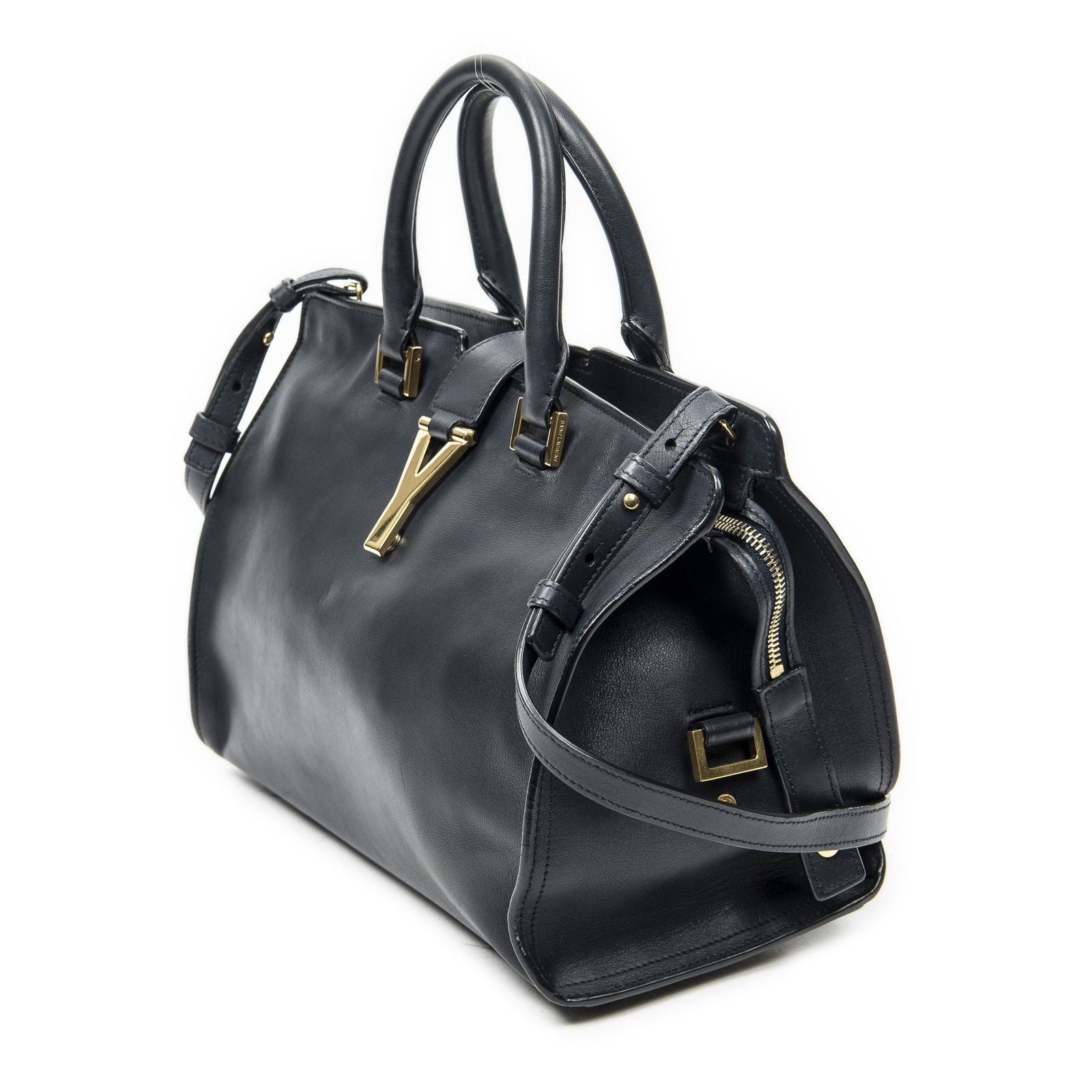 Saint Laurent Small Classic Cabas Navy Calfskin Leather Messenger — view 2