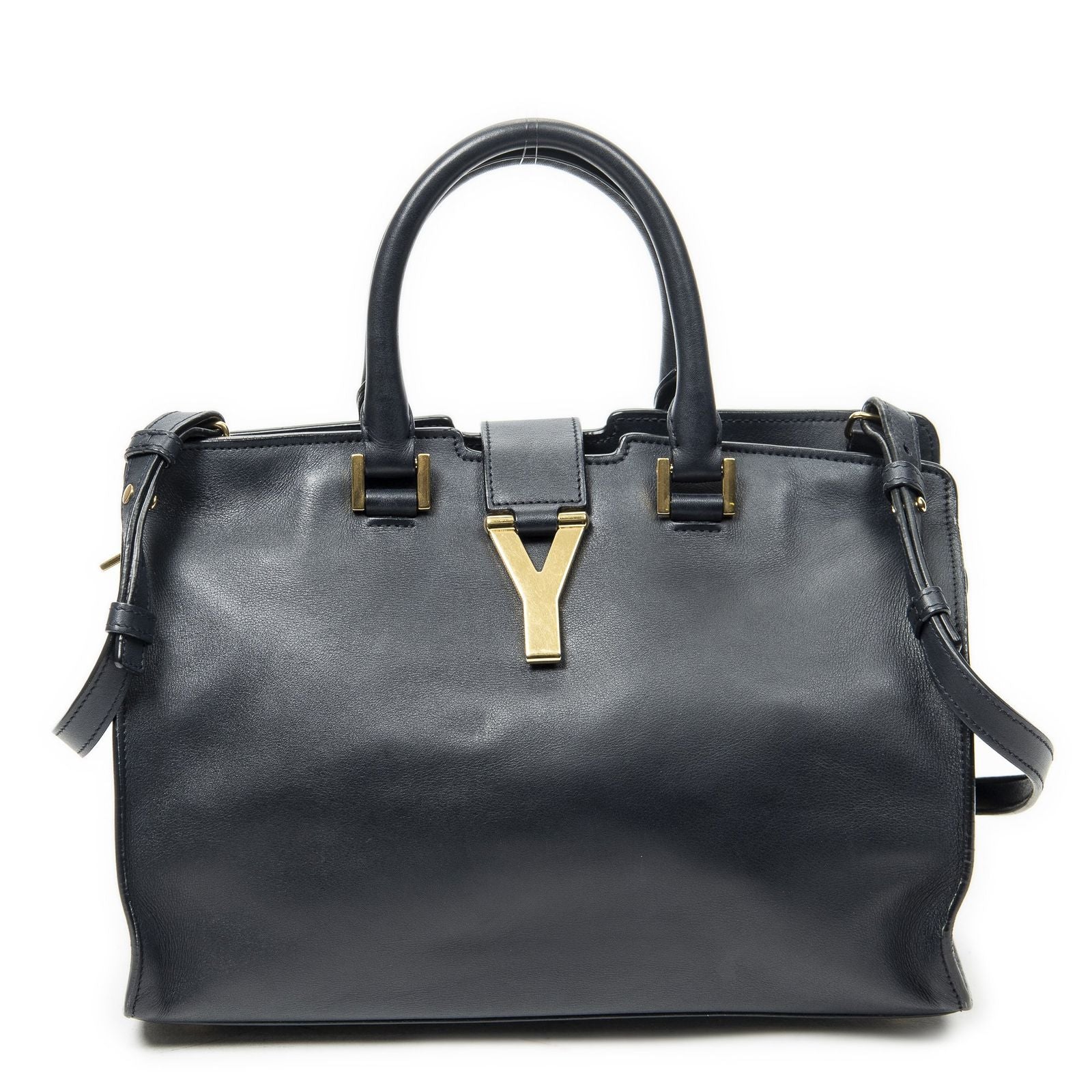 Saint Laurent Small Classic Cabas Navy Calfskin Leather Messenger