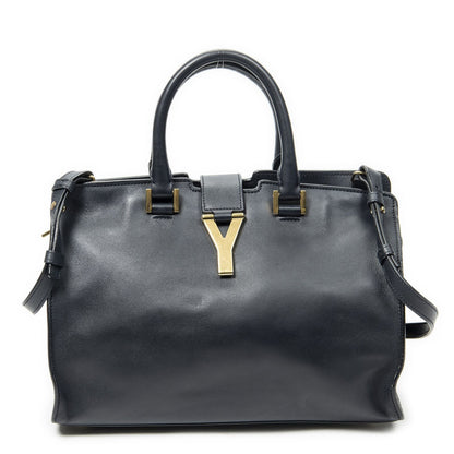 Saint Laurent Small Classic Cabas Navy Calfskin Leather Messenger