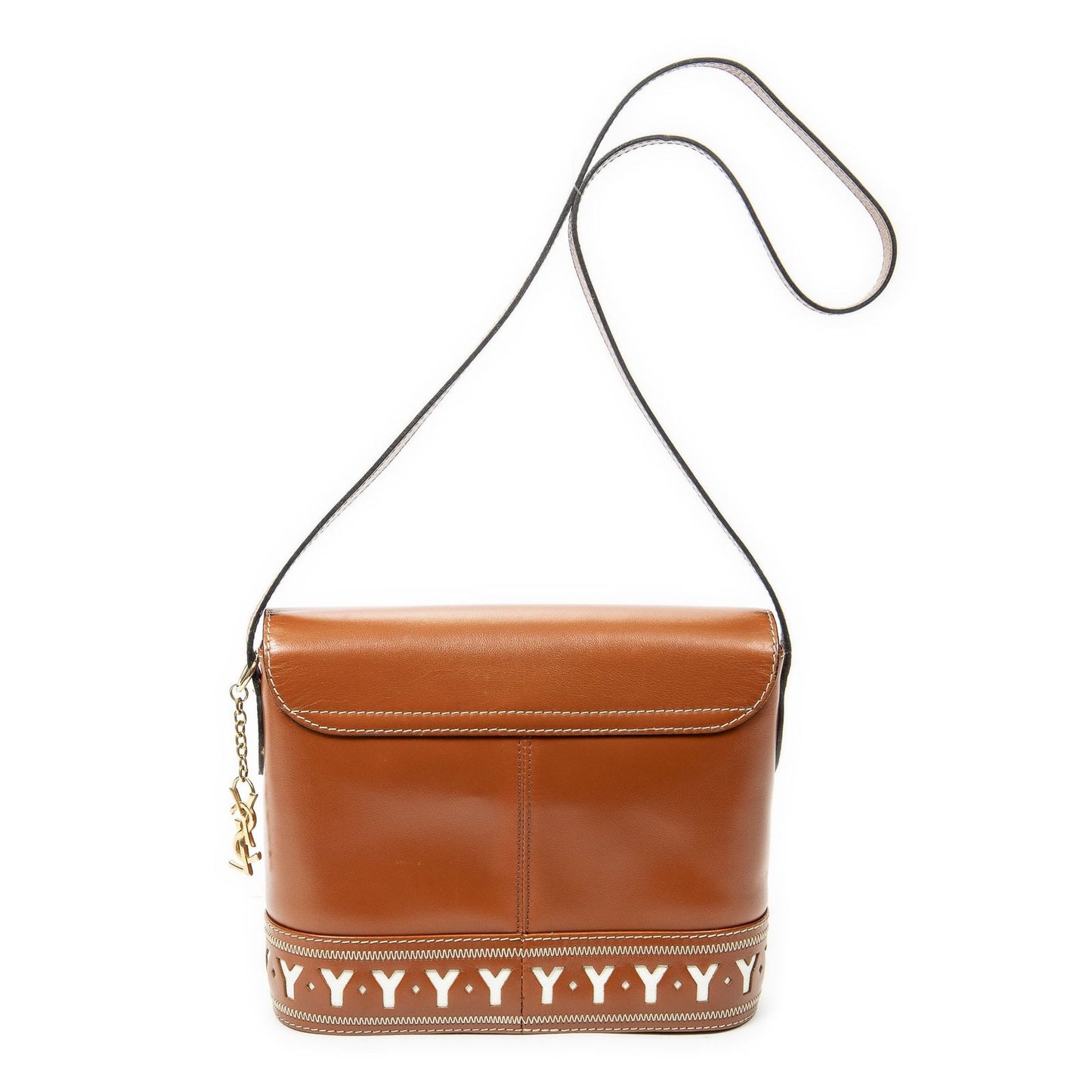 Saint Laurent Flap Cross Belt Bag Brown Cutout Leather — view 5