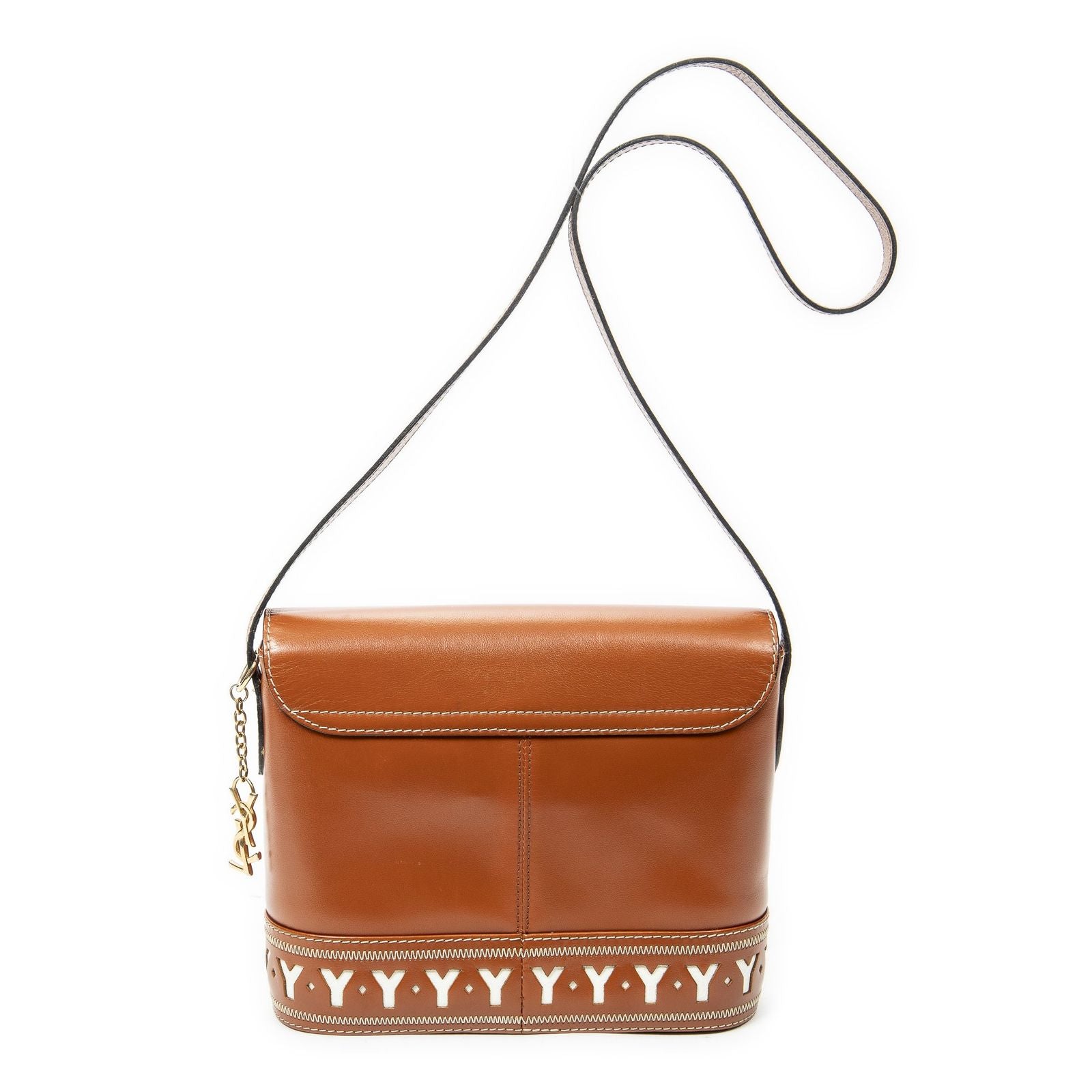 Saint Laurent Flap Cross Belt Bag Brown Cutout Leather — view 5