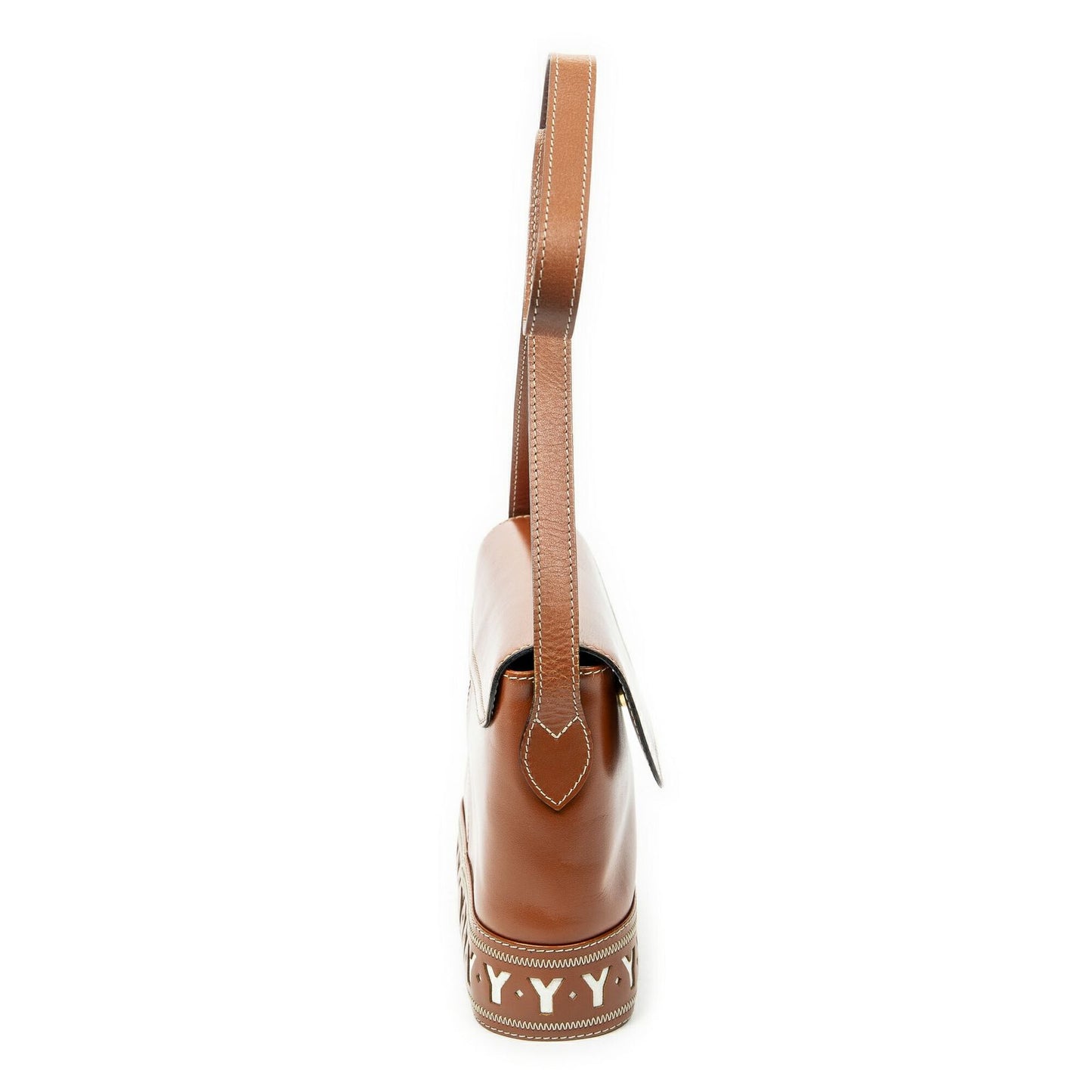 Saint Laurent Flap Cross Belt Bag Brown Cutout Leather — view 4