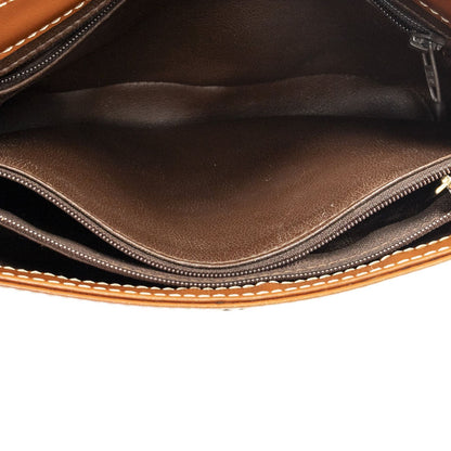 Saint Laurent Flap Cross Belt Bag Brown Cutout Leather — view 9