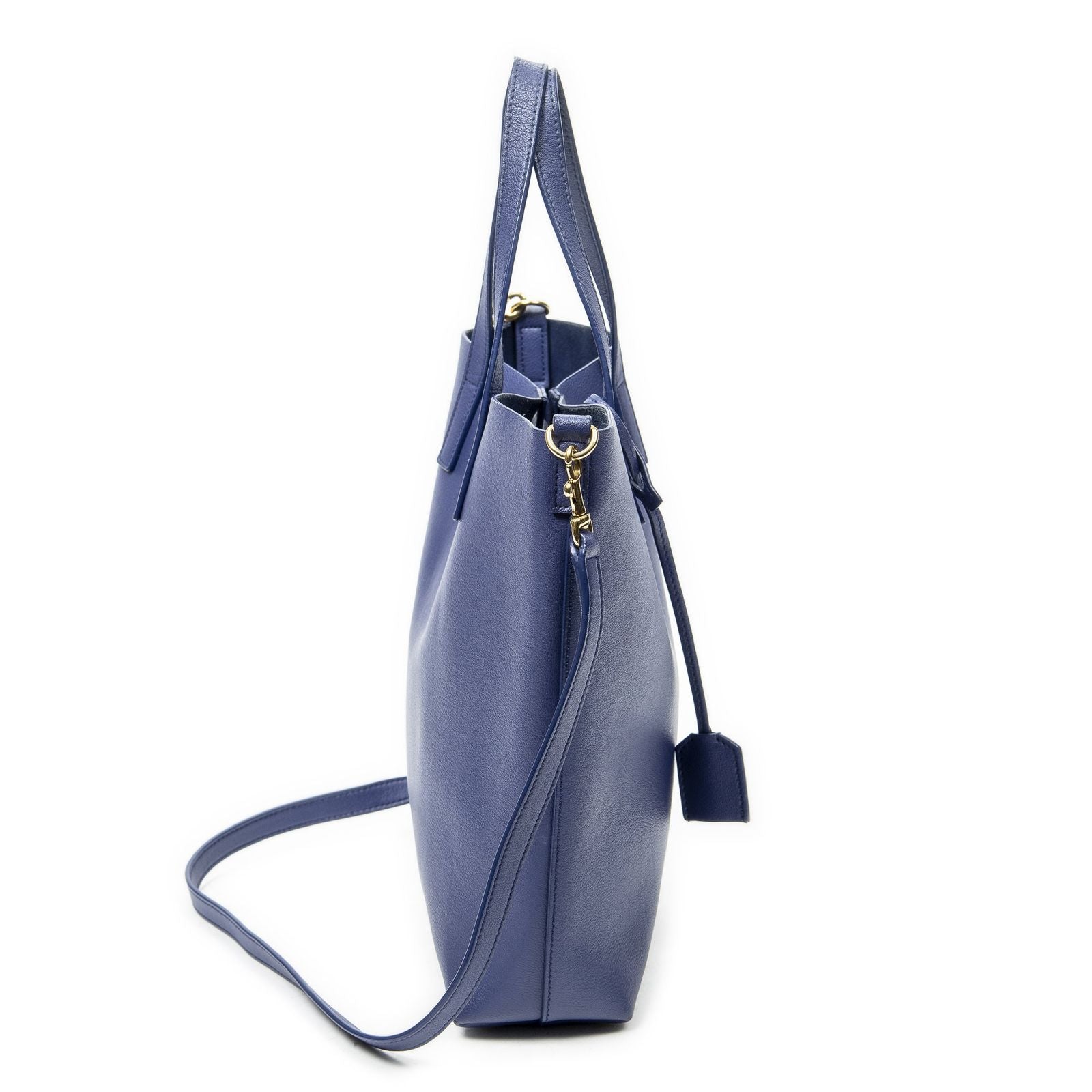 Saint Laurent Shoppingtote Navy Calfskin Leather Messenger — view 4