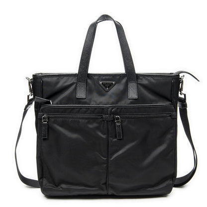 Prada Convertible Business Bag Black Nylon Canvas