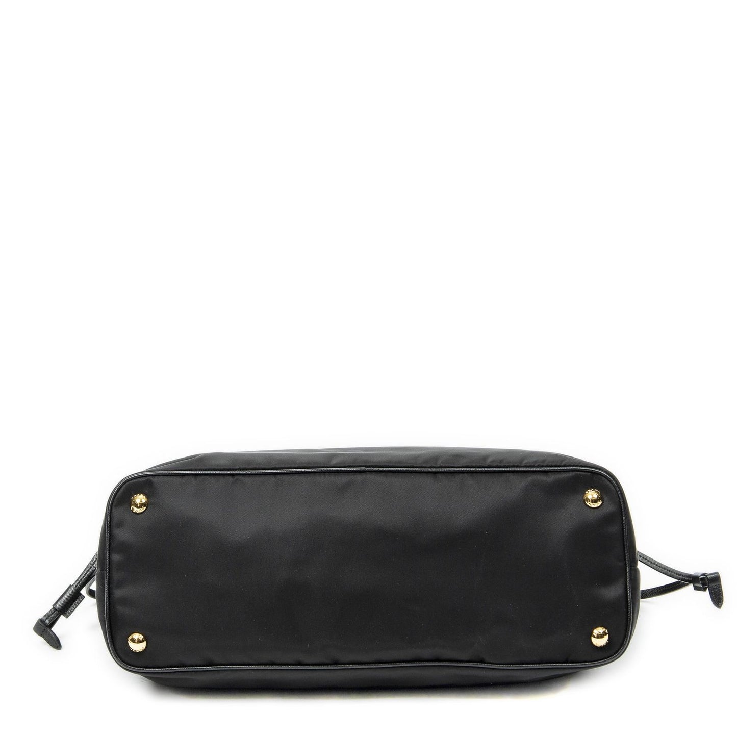 Prada Side Drawstring Shopping Tote Black Nylon Canvas — view 6
