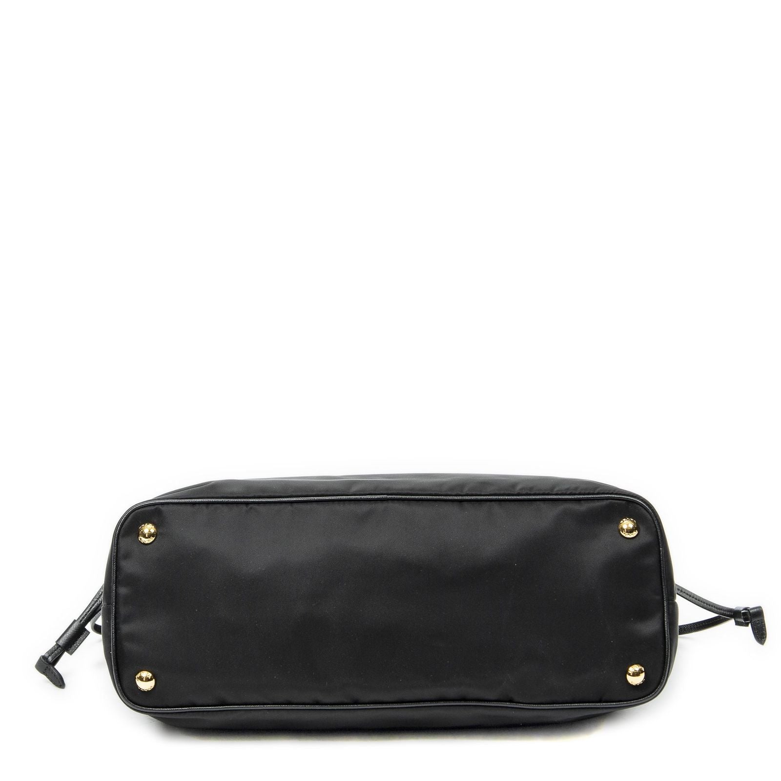 Prada Side Drawstring Shopping Tote Black Nylon Canvas — view 6