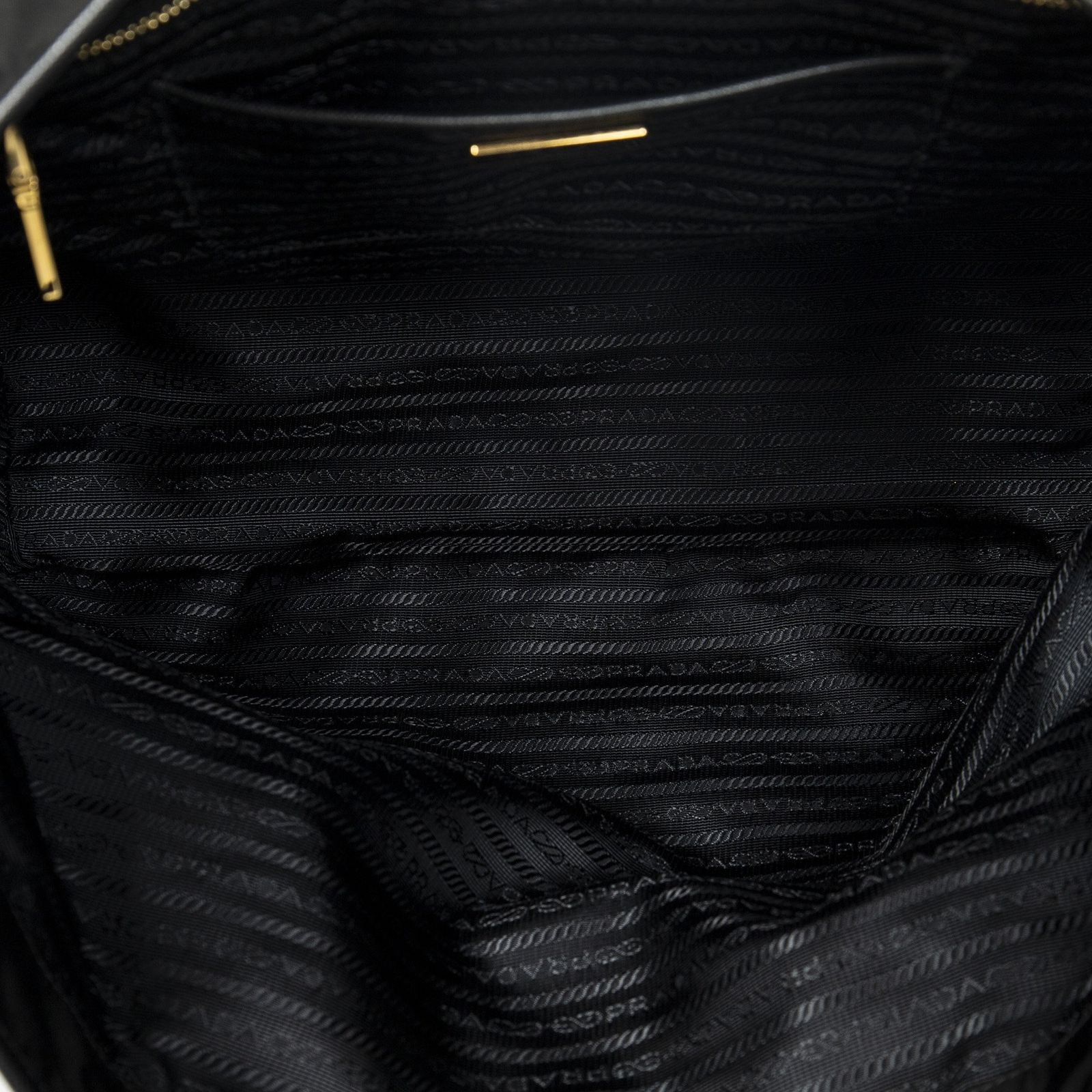 Prada Side Drawstring Shopping Tote Black Nylon Canvas — view 9