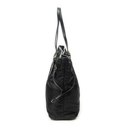 Prada Side Drawstring Shopping Tote Black Nylon Canvas — view 3