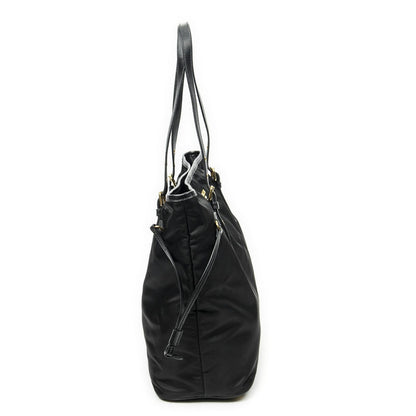 Prada Side Drawstring Shopping Tote Black Nylon Canvas — view 4