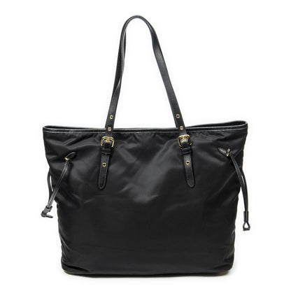Prada Side Drawstring Shopping Tote Black Nylon Canvas — view 5
