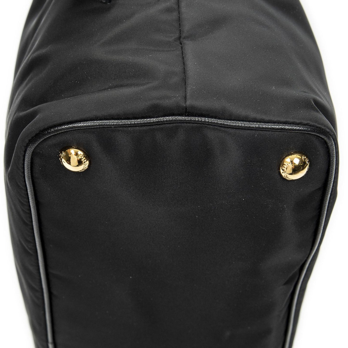 Prada Side Drawstring Shopping Tote Black Nylon Canvas — view 8