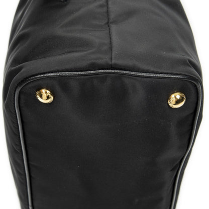 Prada Side Drawstring Shopping Tote Black Nylon Canvas — view 8